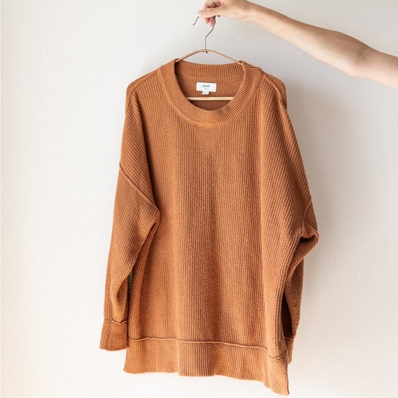 Aerie Oversized Orange Knit Sweater - Picture 2 of 7